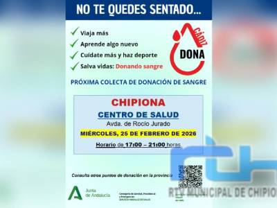 Llamamiento para una donación colectiva de sangre el próximo miércoles en Chipiona