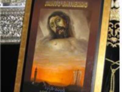 Cartel cincuentenario de la Hermandad del Santo Entierro de Lora del Rio .