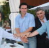Raul Perez y Jose Alberto Pesquera en la presentacion de la novela El Rock de la calle Feria del doctor Francisco Gallardo 