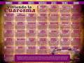 Calendario de Cuaresma con frases y fechas.