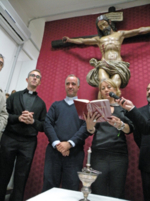 Sevilla. Bendición e inauguración del estudio de escultura de Manuel  Mazueco García.