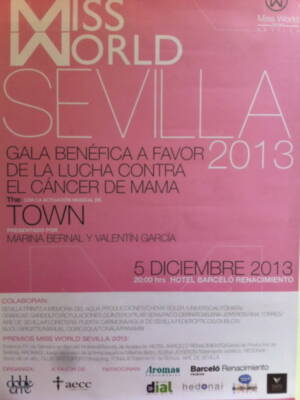 Gala Final MISS WORLD SEVILLA 2013 presentado por Marina Bernal y Valentín García,hoy jueves en el Hotel Barceló Renacimiento