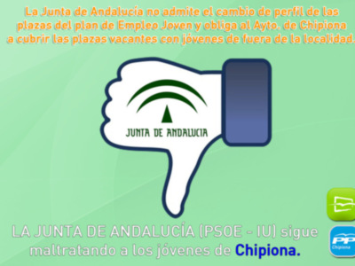 Nuevas Generaciones de Chipiona acusa a la Junta de Andalucía de perjudicar a los jóvenes chipioneros al no admitir  la reformulación de las plazas vacantes del plan Emple@joven.