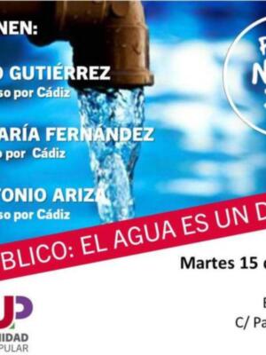 Hoy martes a las 8 y media de la tarde en la peña el Chusco IU Unidad Popular celebrará una charla coloquio sobre el agua como derecho humano.
