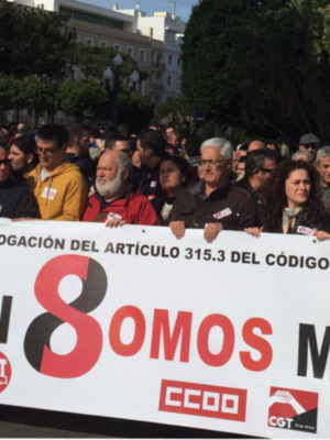IU se moviliza junto a los trabajadores de Airbus en defensa de los 8 trabajadores de Getafe y por la derogación del Art. 315.3 del Código Penal