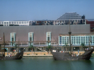 Pabellones y edificios de la Exposición Universal (1992) existentes en 2016 en el Camino de Los Descubrimientos.