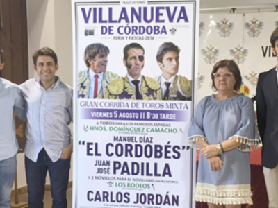 El Cordobés, Padilla y Carlos Jordán cartel para Villanueva de Córdoba