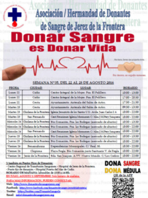 Sangre para donar vida. Donación de sangre en Jerez de la Frontera.