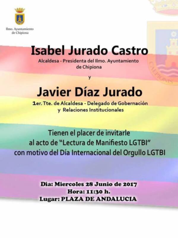 Dos banderas de la igualdad ondearán desde mañana en Chipiona por el Día del Orgullo LGTBI