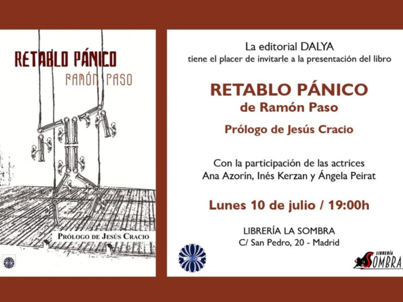 Este lunes 10 de julio, a las 19:00h, en la Librería La Sombra de Madrid ( Calle San Pedro, 20-Barrio de Las Letras),  se presentará la edición de RET