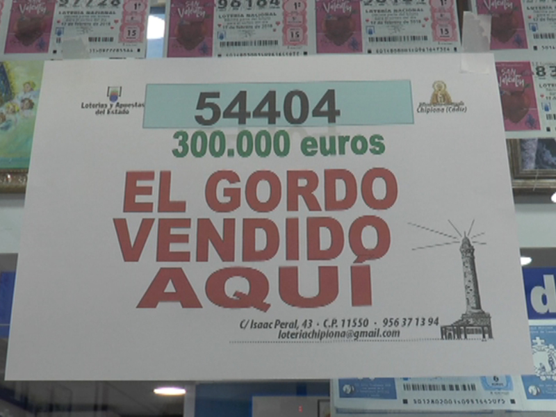 El 54.404 de la Lotería Nacional de ayer jueves deja en Chipiona 300.000 euros