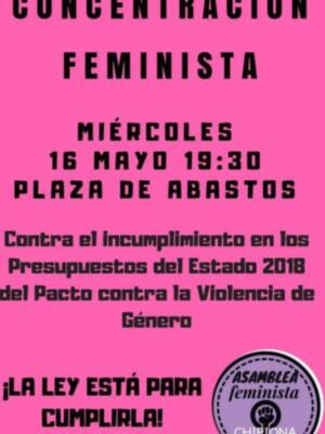 La Asamblea feminista se concentrará para exigir el cumplimiento del presupuesto del Pacto de Estado contra la violencia de género