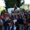 Tras pasar varios meses en la parroquia, la Virgen del monte procesionó hacia su Ermita