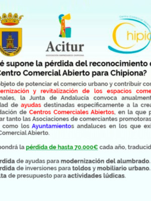 Ciudadanos Chipiona lamenta la pérdida del reconocimiento de Centro Comercial Abierto en la localidad