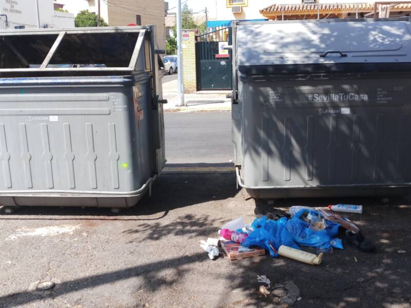 Las bolsas de basura fuera de los contenedores hace pensar que es necesaria una adaptación del servicio de recogida