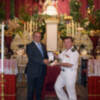 Insignia y escudo de la Real Liga Naval Española para la Divina Pastora de Santa Marina en el último día de novenario