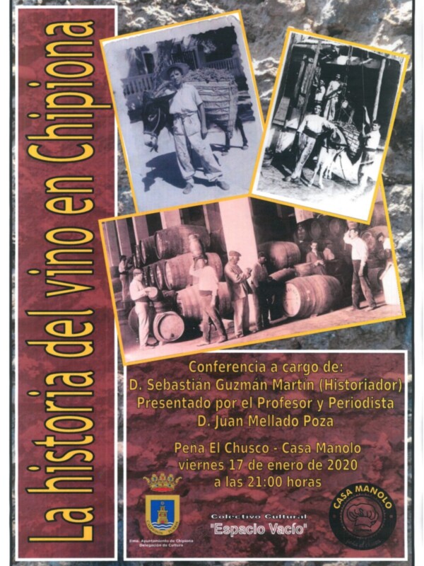 El historiador y concejal Sebastián Guzmán ofrecerá el 17 de enero una conferencia sobre la historia del vino en Chipiona