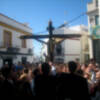 Al termino de los cultos de novena, los titulares de la Hermandad de la Vera-cruz, de la Antigua Ilipense procesionaron en procesión claustral hacia s