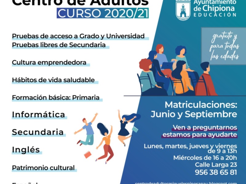 El Centro de Adultos abre un plazo de información sobre solicitud y matrícula para el próximo curso