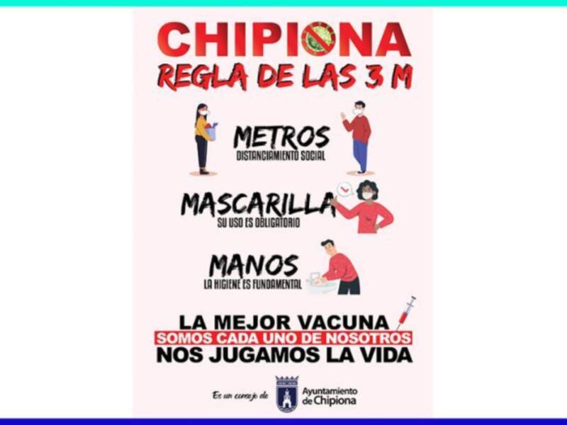 El Ayuntamiento de Chipiona lanza la ‘Operación regla de las tres M’ para insistir en que no se baje la guardia ante el Covid-19