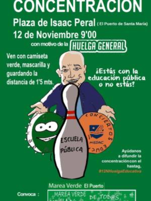 La Marea Verde de El Puerto convoca una concentración en la Plaza de Isaac Peral de El Puerto a las 9 de la mañana el próximo jueves día 12