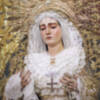 La Mariana Virgen de las Angustias de Alcalá del Río vestida para Adviento y Navidad.