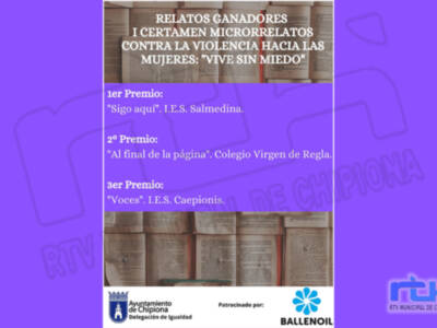 Mónica Reyes, Paula Contioso y Marta Manga ganadoras del Certamen de microrrelatos contra la violencia hacia las mujeres en Chipiona