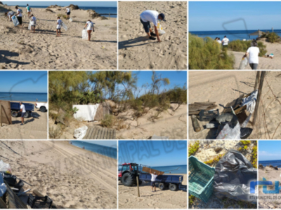 Lucas Díaz destaca la buena participación de voluntarios en la primera actividad de limpieza del Cordón Dunar de Chipiona 