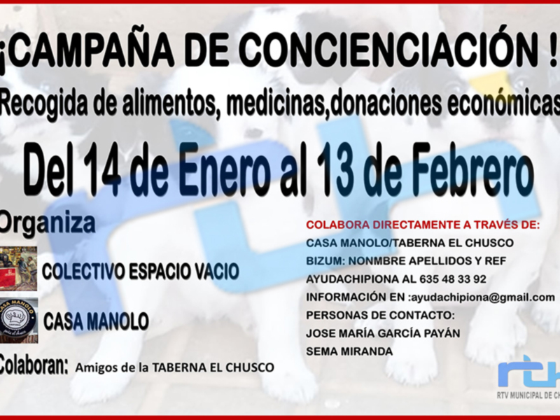 El colectivo Espacio Vacío pone en marcha una campaña de recogida de alimentos, medicinas y donaciones para Esperanza Canina