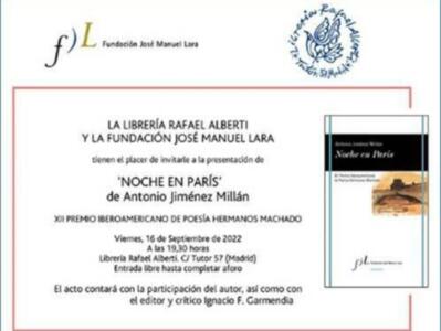 La Fundación José Manuel Lara comienza una nueva edición del ciclo 'Universos Literarios' y la presentación del premio Hermanos Machado de poesía