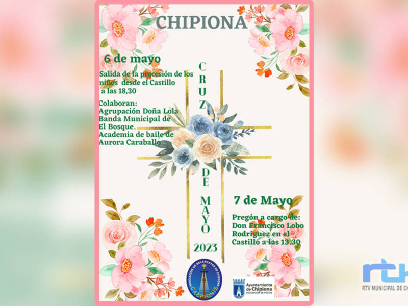La procesión de los niños y el Pregón de las Cruces de Mayo de Chipiona tendrán lugar el sábado 6 y el domingo 7 de mayo  