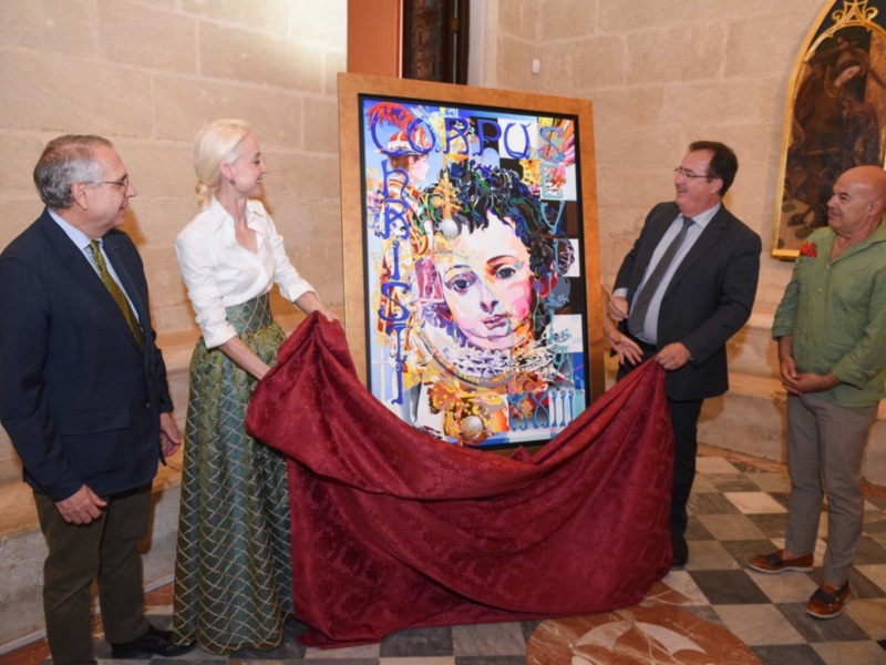 La pintora  Uta Geub presenta ‘En cuerpo y alma’, una obra en estilo del cubismo pop para el cartel del Ayuntamiento de Sevilla del Corpus Christi 