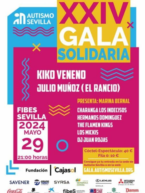Kiko Veneno y otros artistas participarán en la 24ª Gala Solidaria a favor de Autismo Sevilla que presenta Marina Bernal