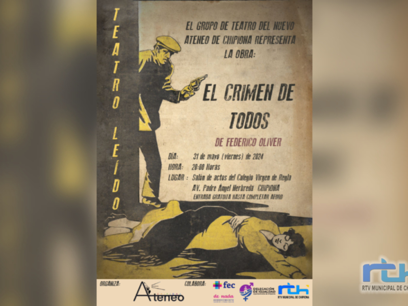 Nuevo Ateneo de Chipiona realiza este viernes una lectura dramatizada de la obra ‘El crimen de todos’, de Federico Oliver Crespo 