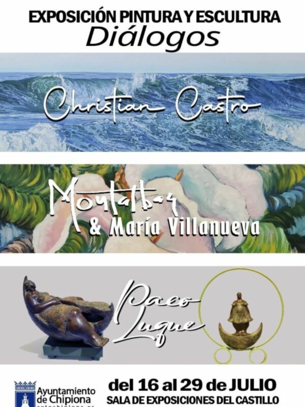Pinturas y esculturas de Christian Castro, Montalbán y Paco Luque abren diálogo desde mañana en el Castillo de Chipiona