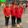 Quinteto del Club Natación Sincro Sevilla con el equipo nacional