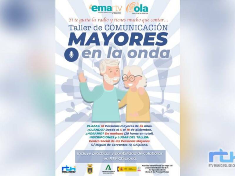 Esta tarde comienza ‘Mayores En La Onda’, un taller de Radio Chipiona y EMA-RTV enfocado a fomentar el envejecimiento activo