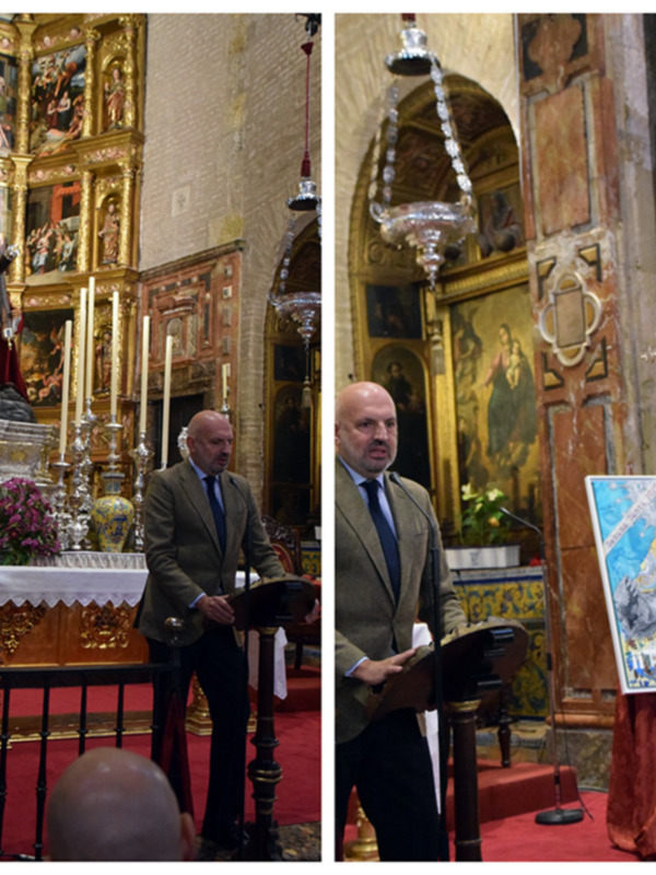 La Esperanza de Triana y el Cachorro, protagonistas del Cartel de la Semana Santa de Triana 2025, obra de José Cabrera Lasso