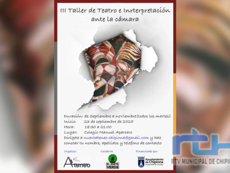 Nuevo Ateneo de Chipiona organiza un taller de teatro e interpretación ante la cámara
