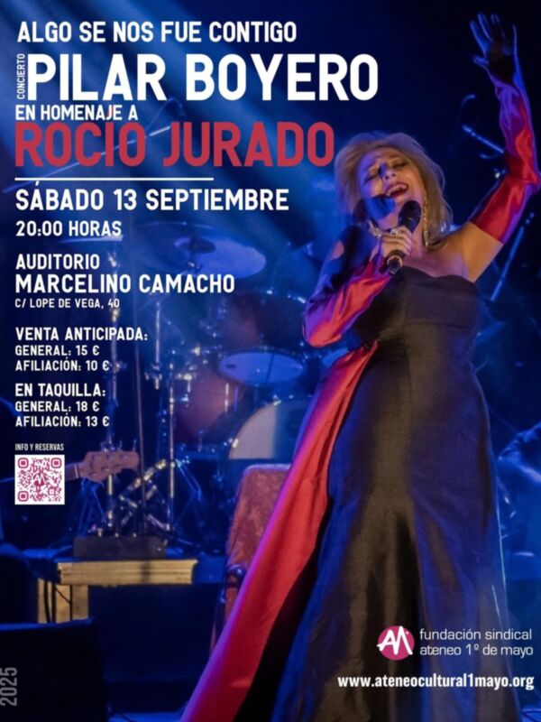 El próximo 13 de septiembre la cantante Pilar Boyero  ofrecerá un concierto en Madrid, con el espectáculo "Algo se nos fue contigo"