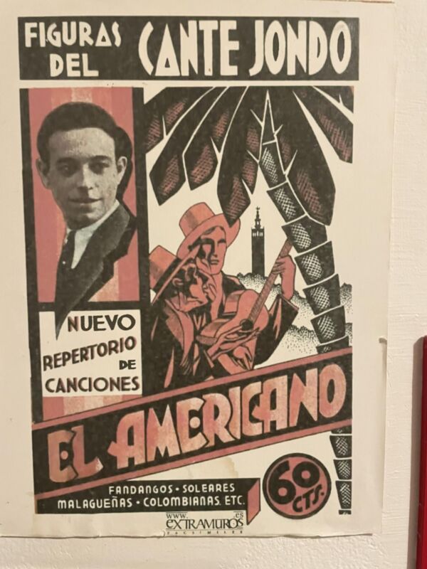 Figuras del cante jondo. Nuevo repertorio de canciones. El Americano. Fandangos solares, malagueñas colombianas etc.