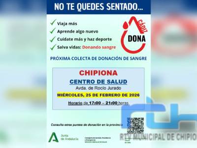 Mañana miércoles tendrá lugar una donación colectiva de sangre en Chipiona