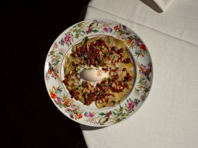 Carpaccio de alcachofas de La Maestría, que se servirá con Amontillado Aurora.