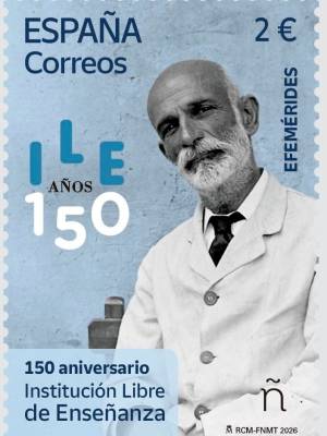 Correos emite un sello dedicado a los 150 años de la Institución Libre de Enseñanza